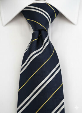Tom James Royal Army Service Corps blue silver yellow stripe silk tie - 56"